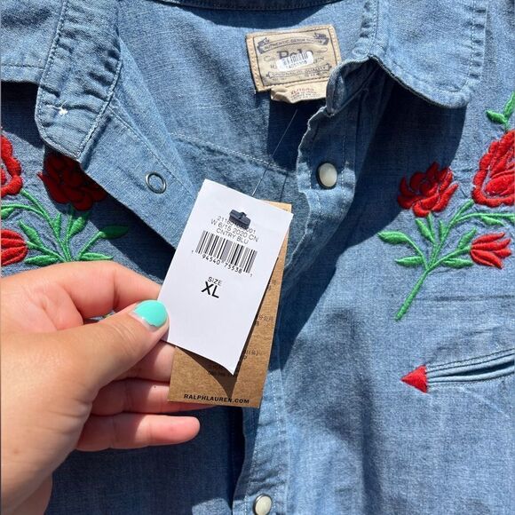Polo by Ralph Lauren Mila Embroidered Chambray Shirt NWT - Picture 8 of 14